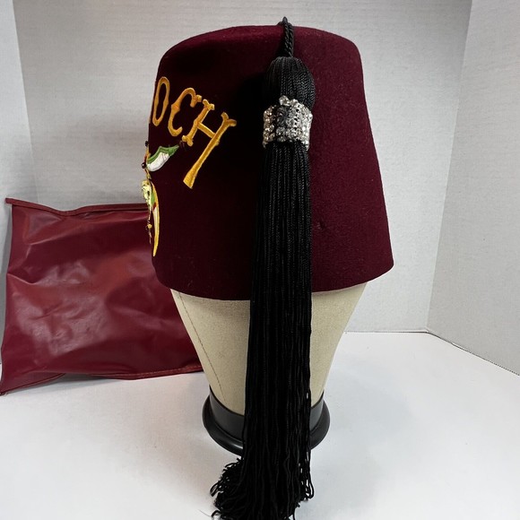 VTG Harry M Osers Antioch Masonic Shriners Rhinestone Tassel size 7 Fez Hat Cap - Picture 5 of 12